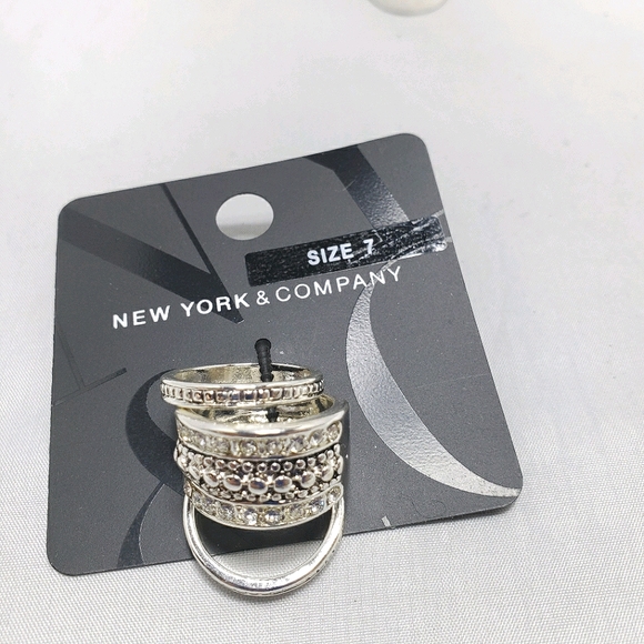 NY & co 3 stackable rhinestone silver bling ring - Picture 5 of 5